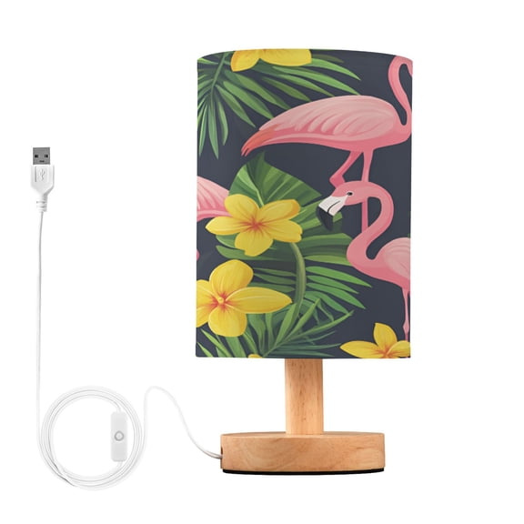 Yayeee Table Lamp for Bedroom Nightstand LED Portable Bedside Warm Light, Flamingo Pattern
