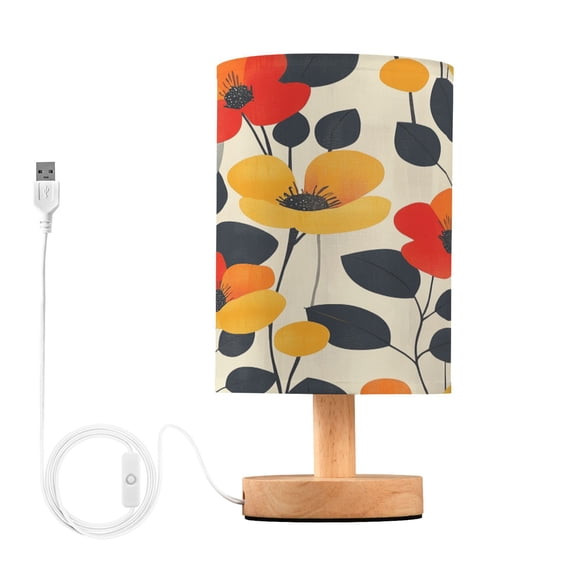 Yayeee Table Lamp for Bedroom Nightstand LED Portable Bedside Warm Light, Floral Pattern