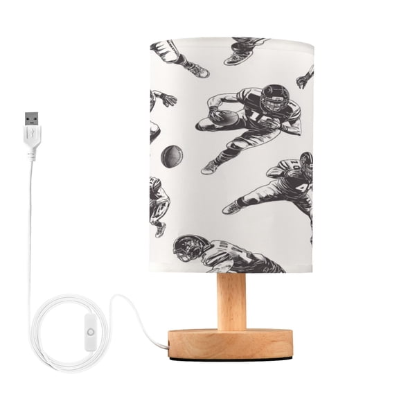 Yayeee Table Lamp for Bedroom Nightstand LED Portable Bedside Warm Light, Football Player Pattern
