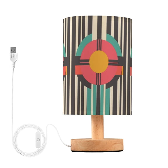 Yayeee Table Lamp for Bedroom Nightstand LED Portable Bedside Warm Light, Geometric Circle