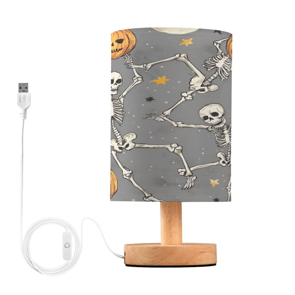 Yayeee Table Lamp for Bedroom Nightstand LED Portable Bedside Warm Light, Gray Halloween Dancing
