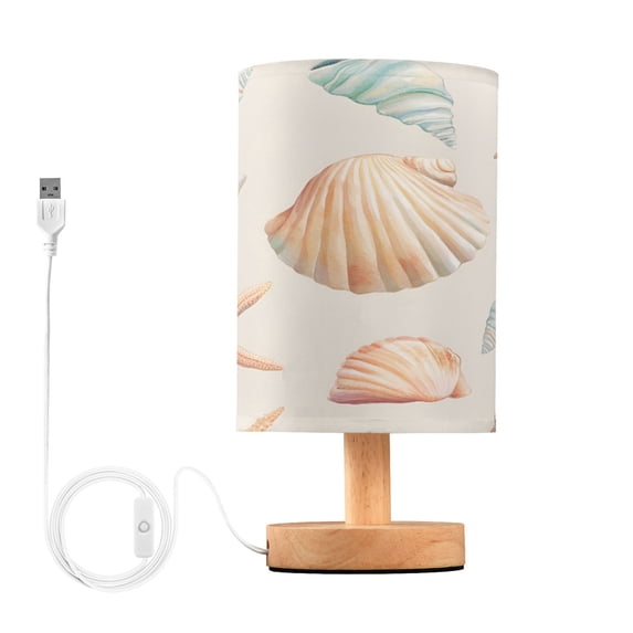 Yayeee Table Lamp for Bedroom Nightstand LED Portable Bedside Warm Light, Gray Seashell