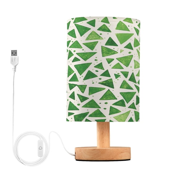 Yayeee Table Lamp for Bedroom Nightstand LED Portable Bedside Warm Light, Green Dot Triangles Pattern