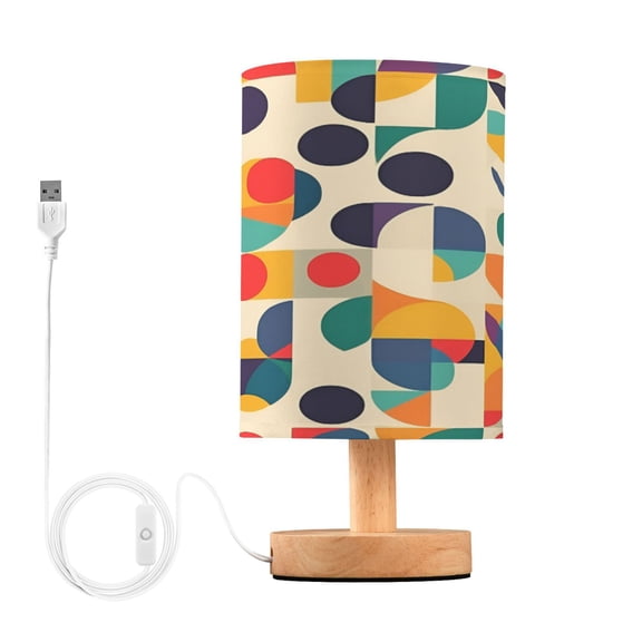 Yayeee Table Lamp for Bedroom Nightstand LED Portable Bedside Warm Light, Green Geometric
