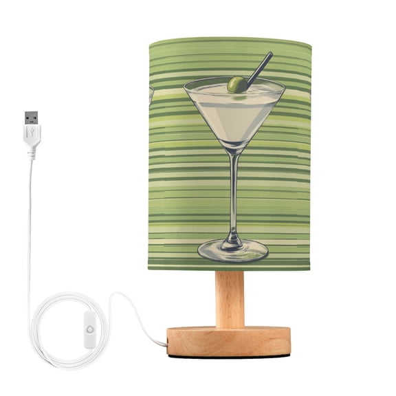 Yayeee Table Lamp for Bedroom Nightstand LED Portable Bedside Warm Light, Green Martini Glass