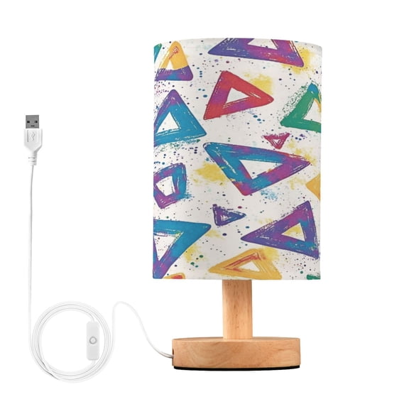 Yayeee Table Lamp for Bedroom Nightstand LED Portable Bedside Warm Light, Green Simple Triangles