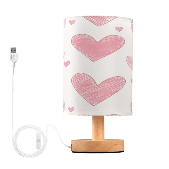 Yayeee Table Lamp for Bedroom Nightstand LED Portable Bedside Warm Light, Hand Drawn Hearts