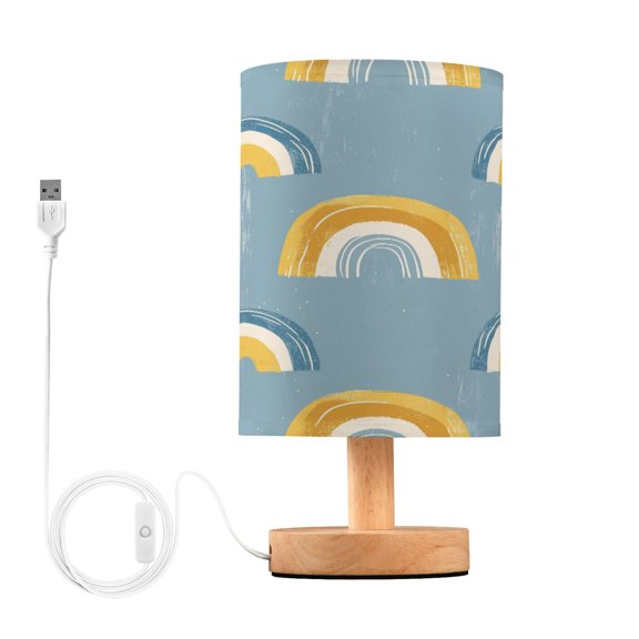 Yayeee Table Lamp for Bedroom Nightstand LED Portable Bedside Warm Light, Light Blue Rainbow