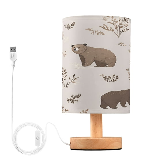 Yayeee Table Lamp for Bedroom Nightstand LED Portable Bedside Warm Light, Light Gray Bears