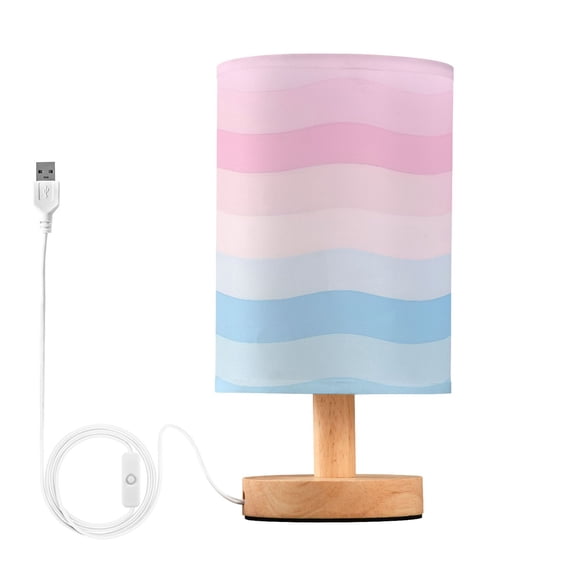 Yayeee Table Lamp for Bedroom Nightstand LED Portable Bedside Warm Light, Light Pink Stripes