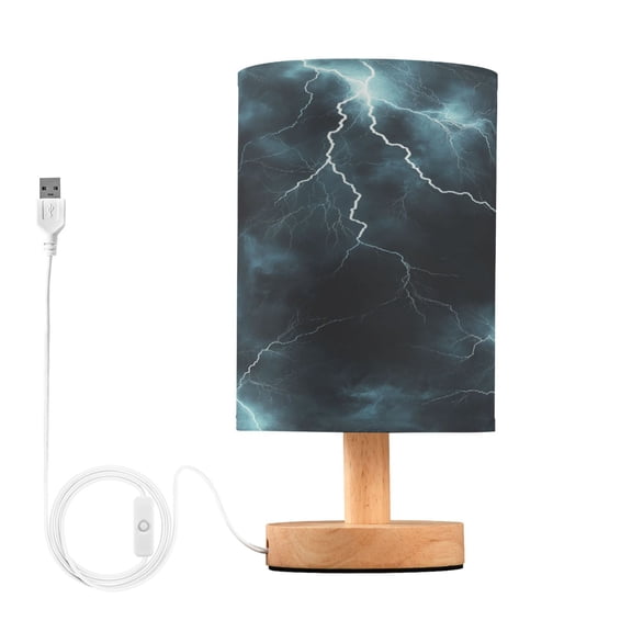 Yayeee Table Lamp for Bedroom Nightstand LED Portable Bedside Warm Light, Lightning Pattern