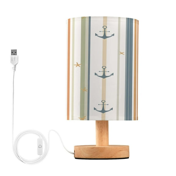 Yayeee Table Lamp for Bedroom Nightstand LED Portable Bedside Warm Light, Nautical Pattern