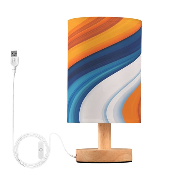Yayeee Table Lamp for Bedroom Nightstand LED Portable Bedside Warm Light, Orange Abstract Wavy