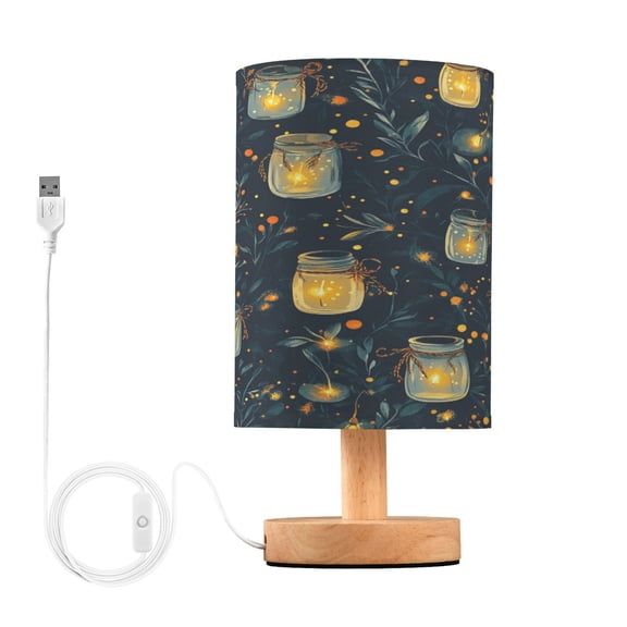 Yayeee Table Lamp for Bedroom Nightstand LED Portable Bedside Warm Light, Orange Fireflies Pattern