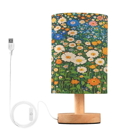 Yayeee Table Lamp for Bedroom Nightstand LED Portable Bedside Warm Light, Orange Floral Garden