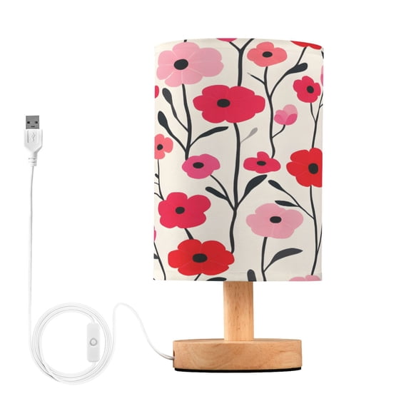 Yayeee Table Lamp for Bedroom Nightstand LED Portable Bedside Warm Light, Pink Floral