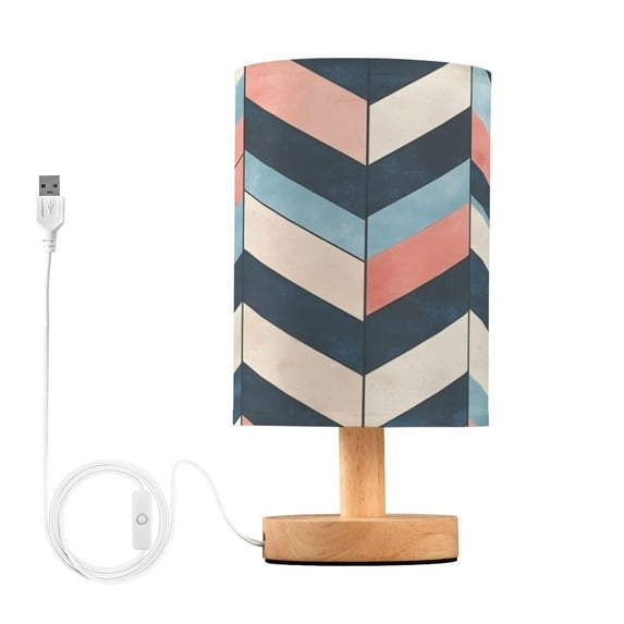 Yayeee Table Lamp for Bedroom Nightstand LED Portable Bedside Warm Light, Pink Geometric