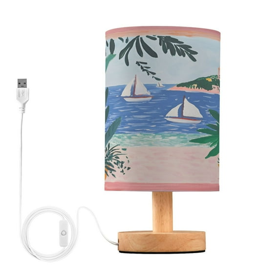 Yayeee Table Lamp for Bedroom Nightstand LED Portable Bedside Warm Light, Pink Seaside