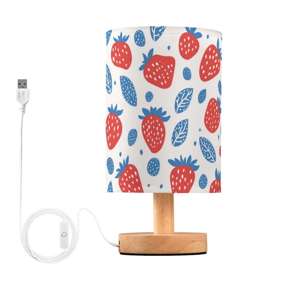 Yayeee Table Lamp for Bedroom Nightstand LED Portable Bedside Warm Light, Playful Strawberries