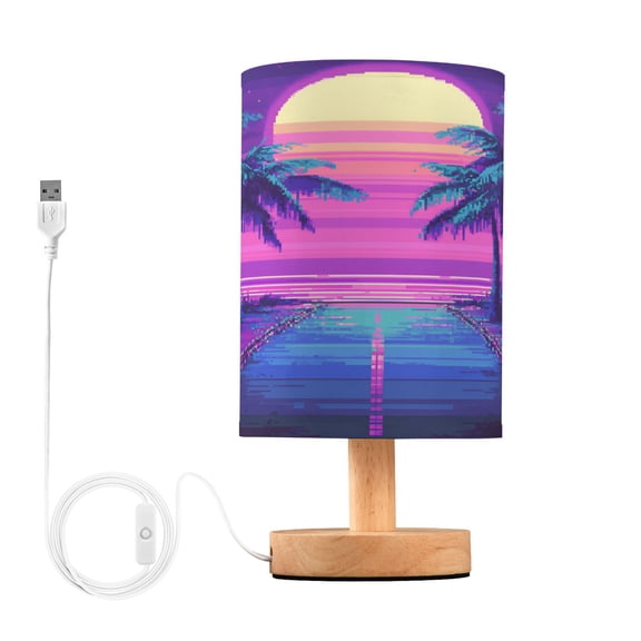 Yayeee Table Lamp for Bedroom Nightstand LED Portable Bedside Warm Light, Purple Digital Art
