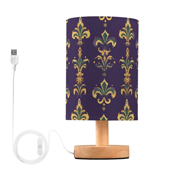 Yayeee Table Lamp for Bedroom Nightstand LED Portable Bedside Warm Light, Purple Flowers Pattern
