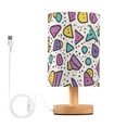 thumbnail image 1 of Yayeee Table Lamp for Bedroom Nightstand LED Portable Bedside Warm Light, Purple Retro Pattern, 1 of 7