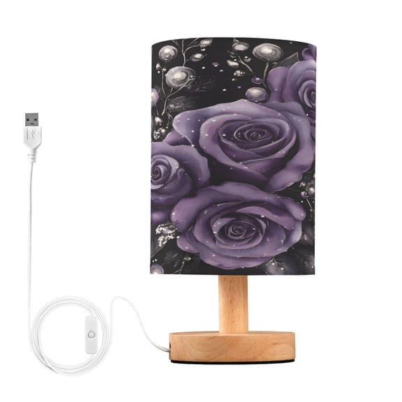 Yayeee Table Lamp for Bedroom Nightstand LED Portable Bedside Warm Light, Purple Roses