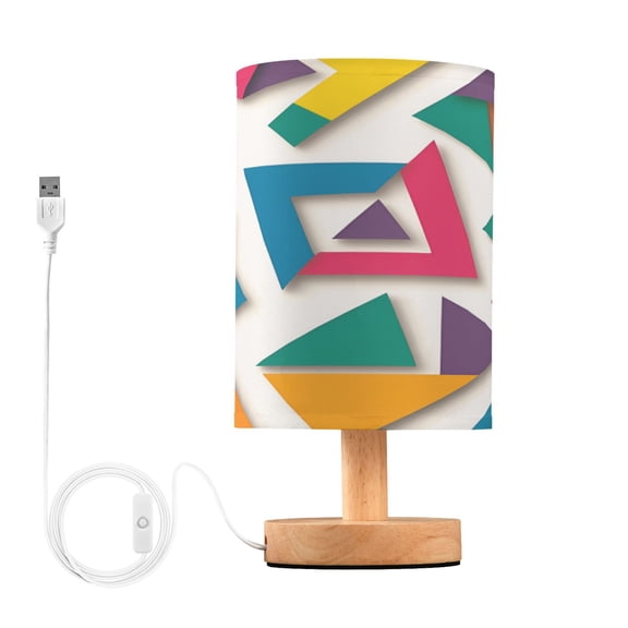 Yayeee Table Lamp for Bedroom Nightstand LED Portable Bedside Warm Light, Purple Triangles