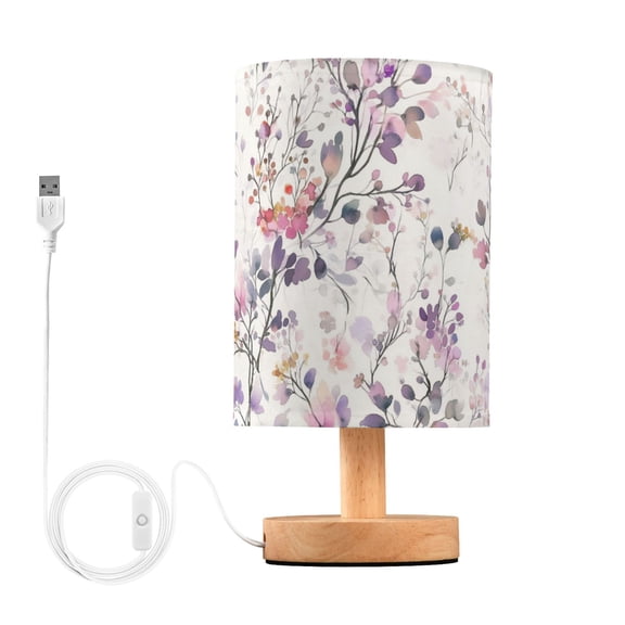 Yayeee Table Lamp for Bedroom Nightstand LED Portable Bedside Warm Light, Purple Wildflowers