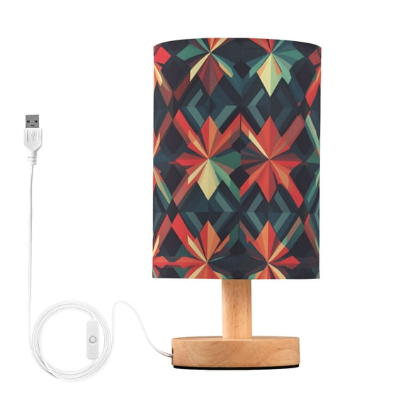 Yayeee Table Lamp for Bedroom Nightstand LED Portable Bedside Warm Light, Red Abstract