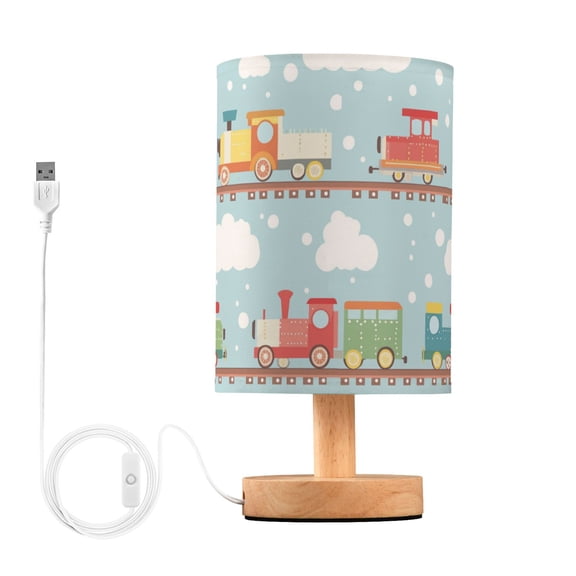 Yayeee Table Lamp for Bedroom Nightstand LED Portable Bedside Warm Light, Red Trains Pattern