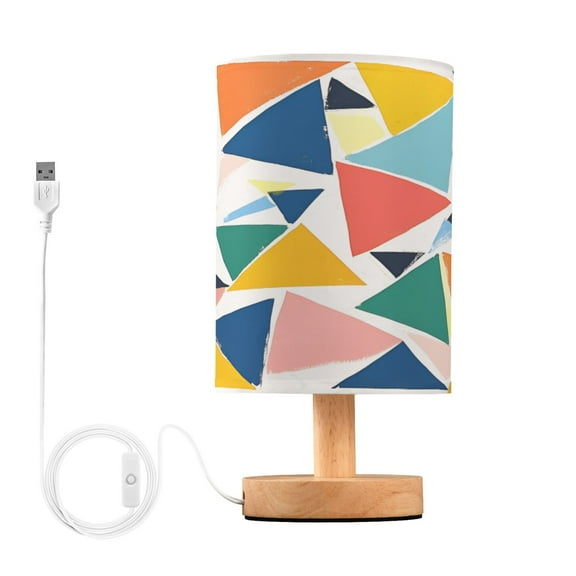 Yayeee Table Lamp for Bedroom Nightstand LED Portable Bedside Warm Light, Red Triangles