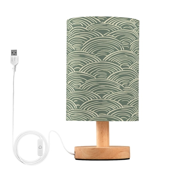 Yayeee Table Lamp for Bedroom Nightstand LED Portable Bedside Warm Light, Retro Green Abstract