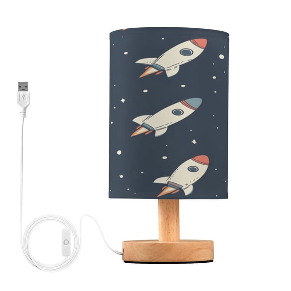 Yayeee Table Lamp for Bedroom Nightstand LED Portable Bedside Warm Light, Rocket Pattern
