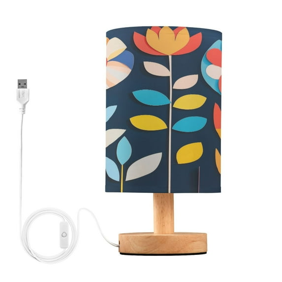 Yayeee Table Lamp for Bedroom Nightstand LED Portable Bedside Warm Light, Simple Floral