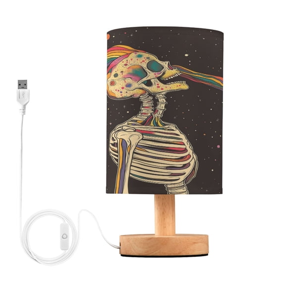 Yayeee Table Lamp for Bedroom Nightstand LED Portable Bedside Warm Light, Skeleton Stripes