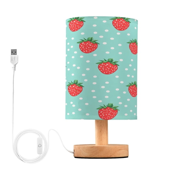 Yayeee Table Lamp for Bedroom Nightstand LED Portable Bedside Warm Light, Strawberry Pattern