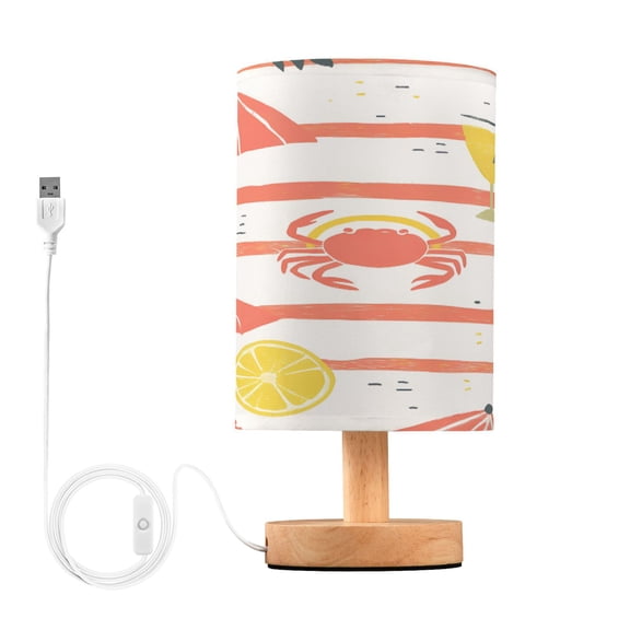 Yayeee Table Lamp for Bedroom Nightstand LED Portable Bedside Warm Light, Striped Crab