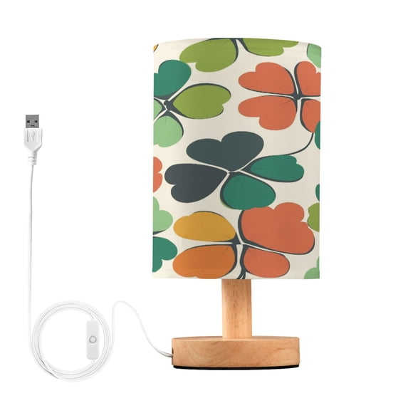 Yayeee Table Lamp for Bedroom Nightstand LED Portable Bedside Warm Light, White Clover Pattern