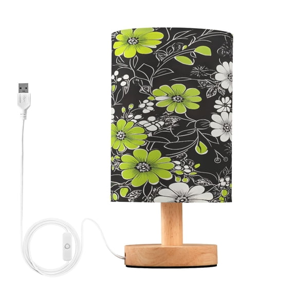 Yayeee Table Lamp for Bedroom Nightstand LED Portable Bedside Warm Light, White Flower Pattern