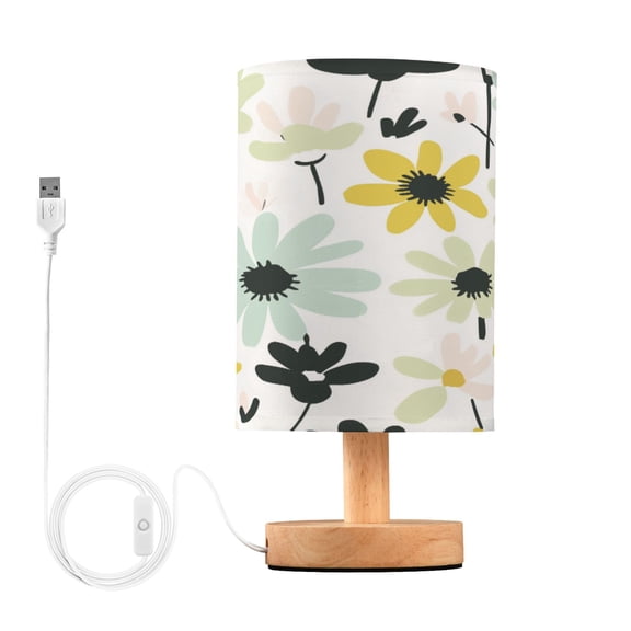 Yayeee Table Lamp for Bedroom Nightstand LED Portable Bedside Warm Light, White Flower