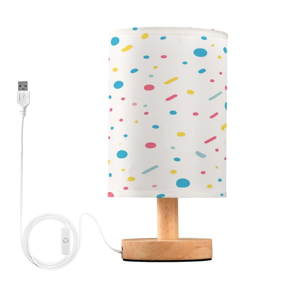 Yayeee Table Lamp for Bedroom Nightstand LED Portable Bedside Warm Light, White Retro Pattern