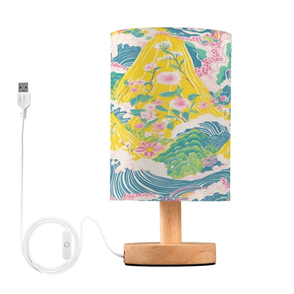 Yayeee Table Lamp for Bedroom Nightstand LED Portable Bedside Warm Light, Yellow Mountains