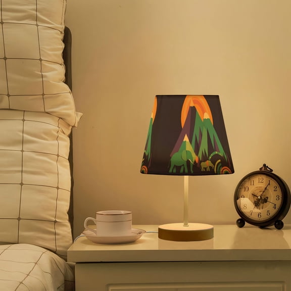 Yayeee Mini Table Lamp 11.8" Dimmable with Fabric Shade 3 Color Temperatures, Abstract Animals