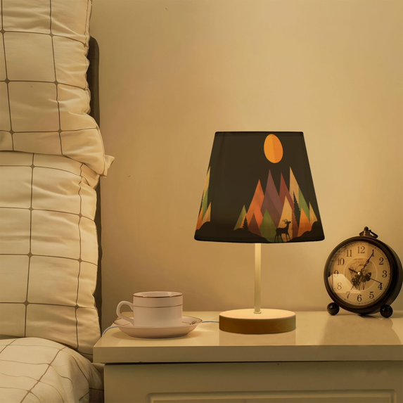 Yayeee Mini Table Lamp 11.8" Dimmable with Fabric Shade 3 Color Temperatures, Abstract Mountain