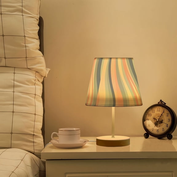 Yayeee Mini Table Lamp 10.8" Dimmable with Fabric Shade 3 Color Temperatures, Abstract Pink
