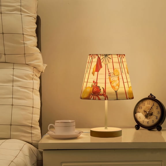 Yayeee Mini Table Lamp 10.8" Dimmable with Fabric Shade 3 Color Temperatures, Beach Crab
