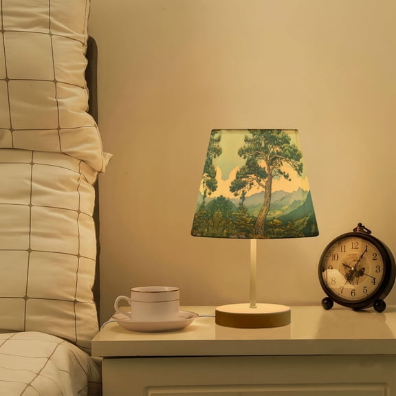 Yayeee Mini Table Lamp 10.8" Dimmable with Fabric Shade 3 Color Temperatures, Beige Mountain