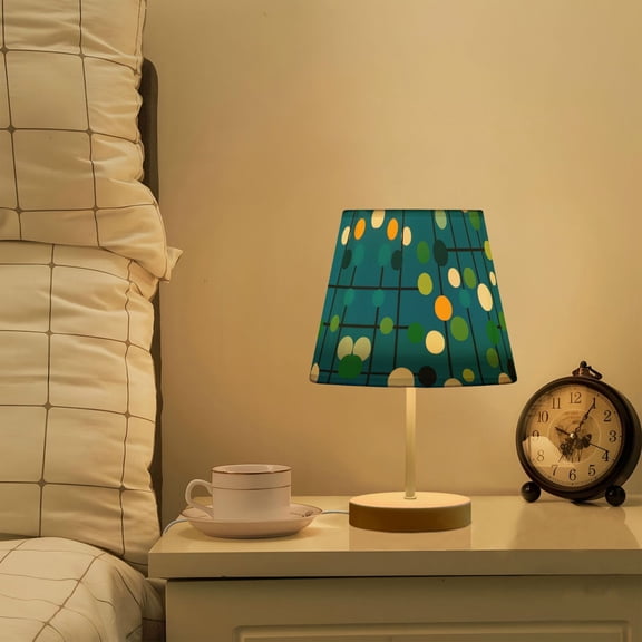 Yayeee Mini Table Lamp 11.8" Dimmable with Fabric Shade 3 Color Temperatures, Blue Abstract