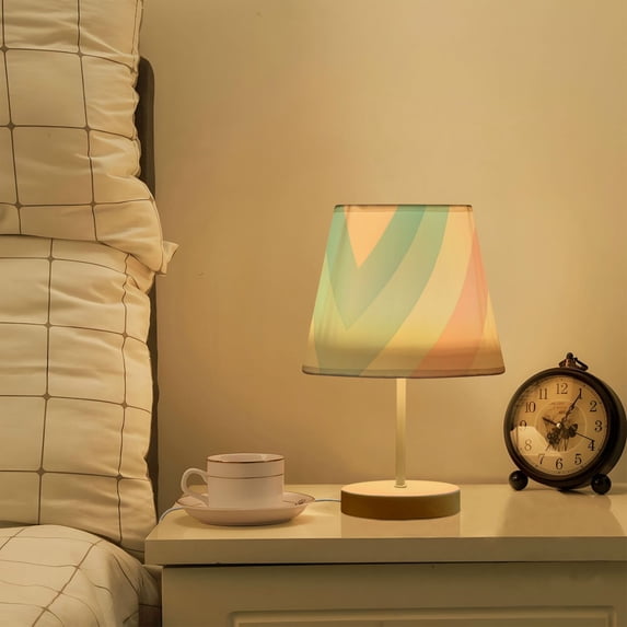 Yayeee Mini Table Lamp 10.8" Dimmable with Fabric Shade 3 Color Temperatures, Blue Gradient